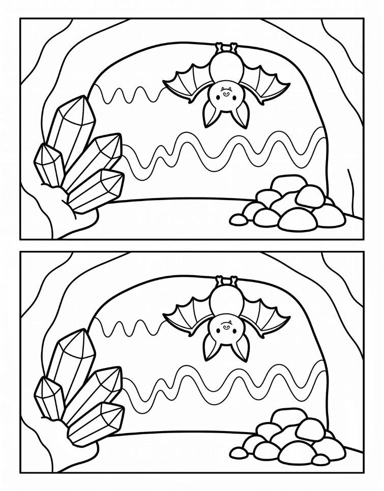 Beispielseite 2: Fehlersuchbild: eine Fledermaus in der Kristallhöhle